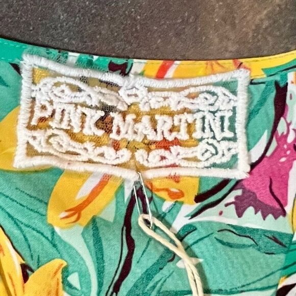 NWT Pink Martini Multicolor Floral V-neck Puff Sleeved Midi Dress - Picture 10 of 12